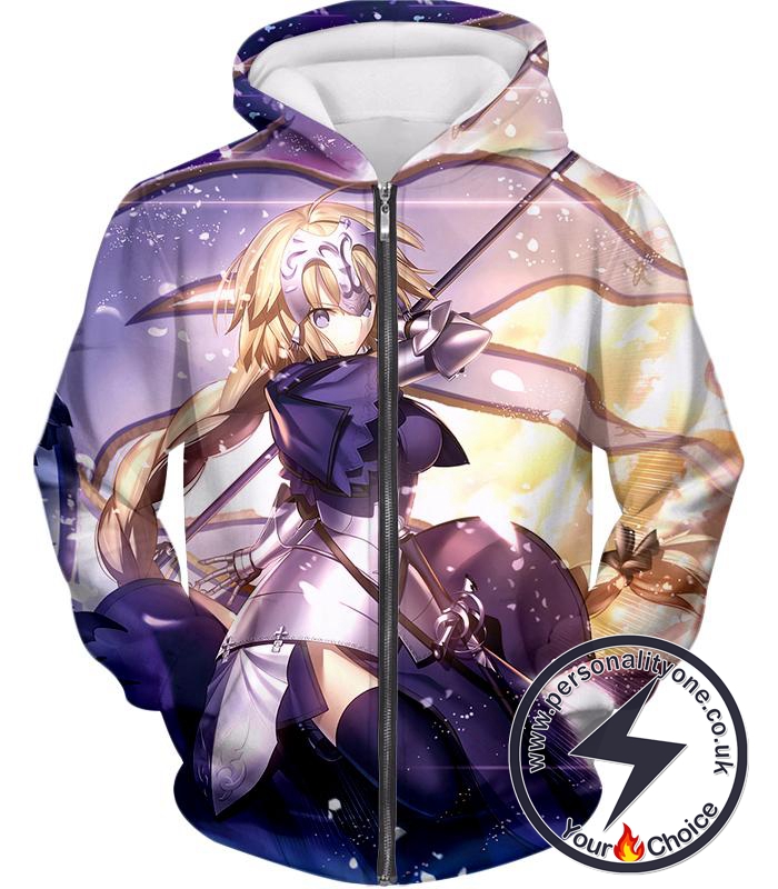 Fate Stay Night Awesome Ruler Jeanne dArc Apocrypha Action Zip Up Hoodie